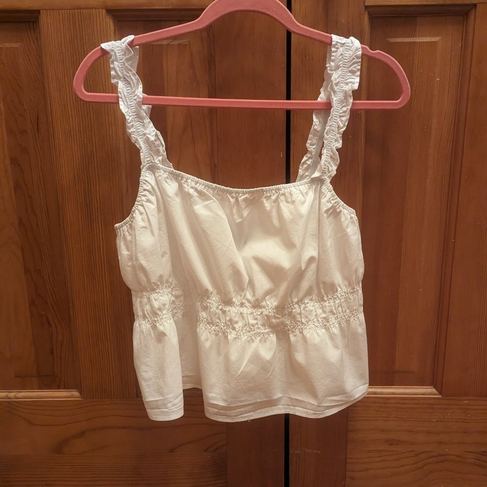 Divided Size Large White Cotton Crop Top